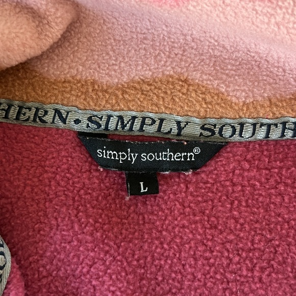 Simply Southern 1/2 Snap Abstract Print Fleece Pullover w Hand-warmer Pockets Lg - Picture 3 of 12